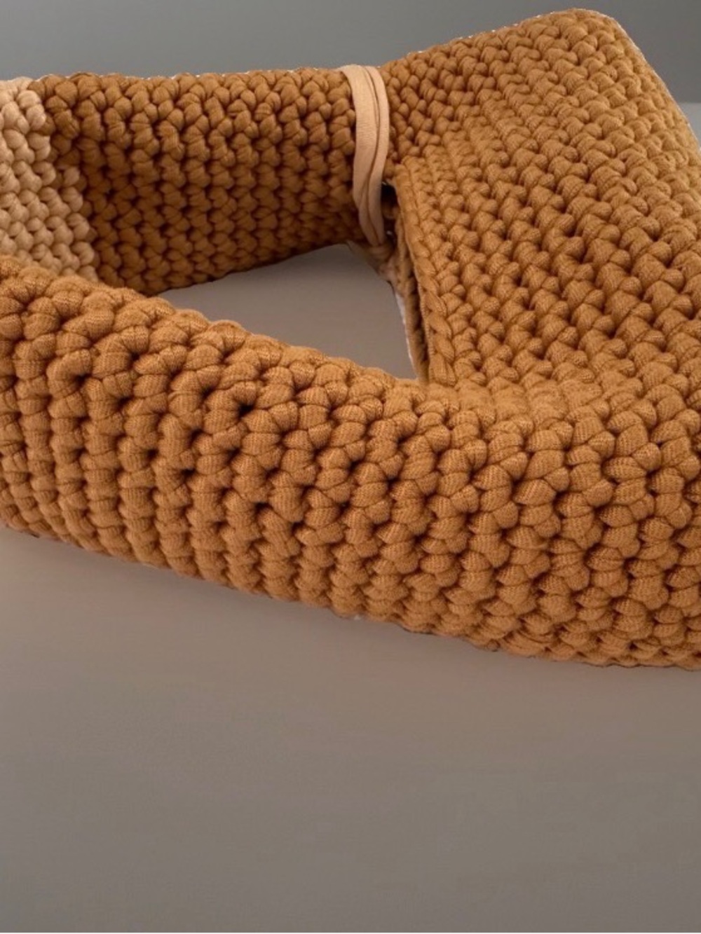 Handmade Brown & Cream Crochet Flower Hand Bag - Picture 5 of 8